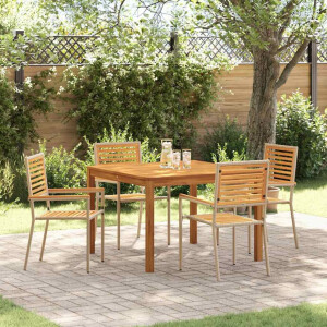 vidaXL Tuin eettafelset 5 pcs Beige Massief Acaciahout
