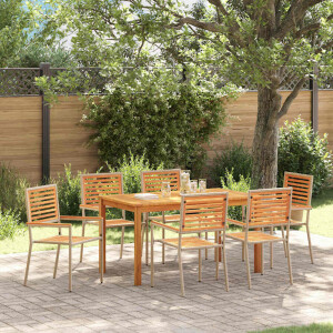 vidaXL Tuin eettafelset 7 pcs Beige Massief Acaciahout