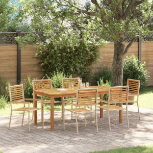 vidaXL Tuin eettafelset 7 pcs Beige Massief Acaciahout