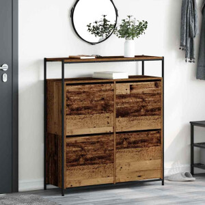 vidaXL Schoenenkast met plank Oudhout 100 x 34 x 112 cm Bewerkt hout