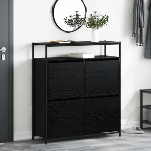 vidaXL Schoenenkast Zwart Eiken 100 x 34 x 112 cm Bewerkt hout