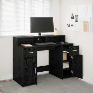 vidaXL Bureau met lade Zwart eiken 120 x 55 x 91 cm Bewerkt hout