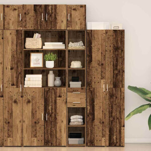 vidaXL Opbergkast met lade 2 pcs Oudhout 30 x 42,5 x 225 cm