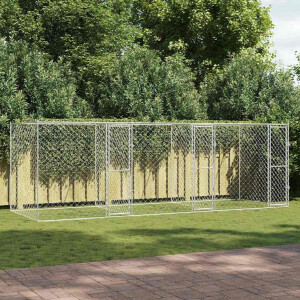 vidaXL Hondenbench Zilver 600 x 200 x 200 cm Gegalvaniseerd staal