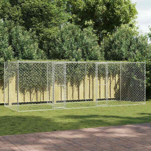 vidaXL Hondenbench Zilver 600 x 200 x 200 cm Gegalvaniseerd staal