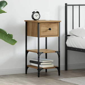 vidaXL Nachtkastje met lade Bruin 33,5 x 36 x 70 cm Geconstrueerd hout