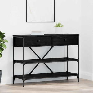 vidaXL Wandtafel met lade Zwart Eiken 100 x 34,5 x 75 cm Hout
