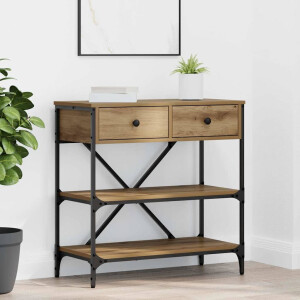 vidaXL Wandtafel met lade met plank Bruin 75 x 34,5 x 75 cm Hout