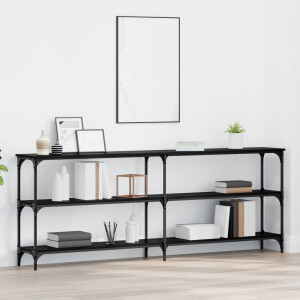 vidaXL Wandtafel Zwart eiken 200 x 29 x 75 cm Geperst Hout en Metaal