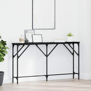 vidaXL Wandtafel Zwart eiken 140 x 23 x 75 cm Gelaagd hout en metaal