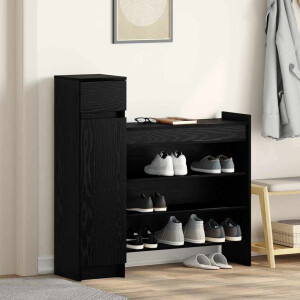 vidaXL Schoenenkast Zwart Eiken 100,5 x 28 x 100 cm Bewerkt hout