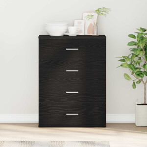 vidaXL Dressoir met lade Zwart Eiken 60 x 39 x 80 cm Bewerkt hout
