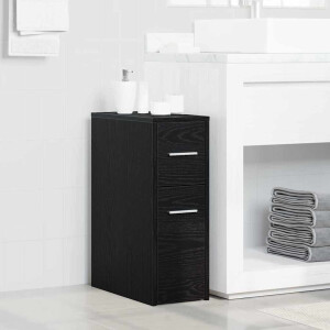 vidaXL Badkamermeubelset Zwart Eiken 22 x 44 x 61.5 cm Bewerkt hout