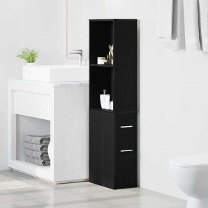 vidaXL Badkamermeubelset Zwart Eiken 22 x 41 x 135 cm Bewerkt hout