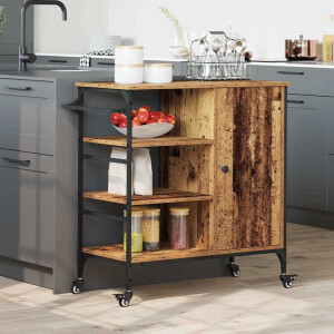 vidaXL Keuken Trolley Oudhout 87.5 x 39 x 84.5 cm Bewerkt hout