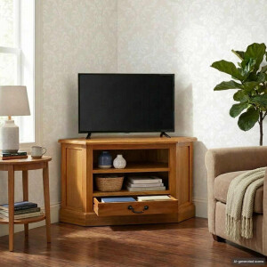 vidaXL HoekTVKast met lade Naturel 79 x 40 x 46 cm Massief Mahoniehout