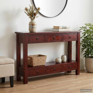 vidaXL Wandtafel met lade Bruin 115 x 32 x 75,5 cm Massief Mahoniehout