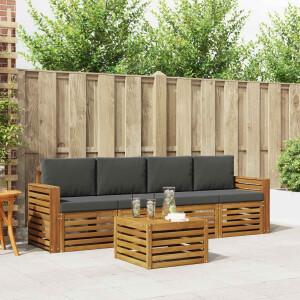 vidaXL Sofa-Sets 5 pcs Natuurlijk en Antraciet Massief Acaciahout