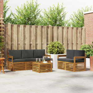 vidaXL Sofa-Sets 6 pcs Natuurlijk en Antraciet Massief Acaciahout