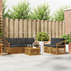 vidaXL Sofa-Sets 6 pcs Natuurlijk en Antraciet Massief Acaciahout