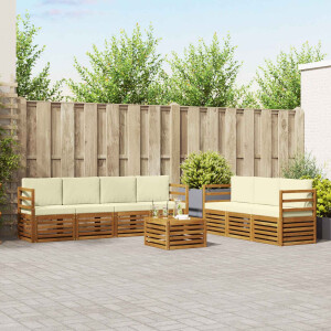 vidaXL Sofa-Sets 8 pcs Natuurlijk en Crème Massief Acaciahout