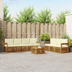 vidaXL Sofa-Sets 8 pcs Natuurlijk en Crème Massief Acaciahout