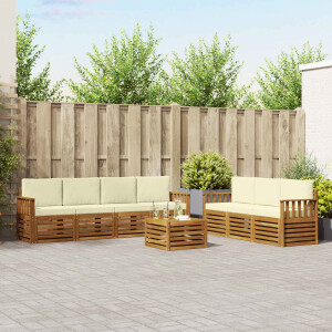 vidaXL Sofa-Sets 8 pcs Natuurlijk en Crème Massief Acaciahout