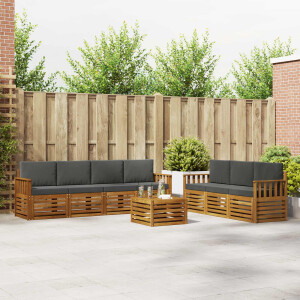 vidaXL Sofa-Sets 8 pcs Natuurlijk en Antraciet Massief Acaciahout