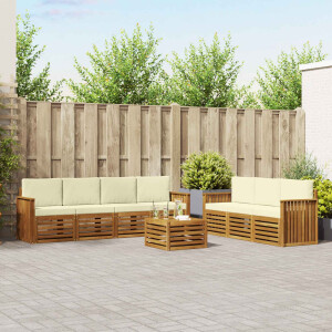 vidaXL Sofa-Sets 8 pcs Natuurlijk en Crème Massief Acaciahout