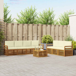 vidaXL Sofa-Sets 8 pcs Natuurlijk en Crème Massief Acaciahout