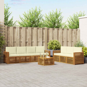 vidaXL Sofa-Sets 8 pcs Natuurlijk en Crème Massief Acaciahout