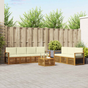 vidaXL Sofa-Sets 8 pcs Natuurlijk en Crème Massief Acaciahout