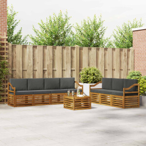 vidaXL Sofa-Sets 8 pcs Natuurlijk en Antraciet Massief Acaciahout