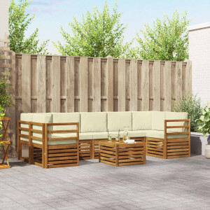 vidaXL Sofa-Sets 8 pcs Natuurlijk en Crème Massief Acaciahout