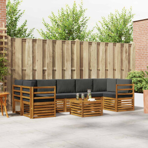 vidaXL Sofa-Sets 8 pcs Natuurlijk en Antraciet Massief Acaciahout