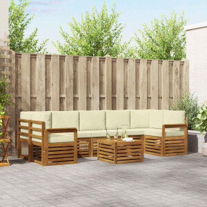 vidaXL Sofa-Sets 8 pcs Natuurlijk en Crème Massief Acaciahout
