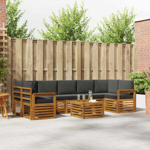 vidaXL Sofa-Sets 8 pcs Natuurlijk en Antraciet Massief Acaciahout