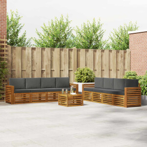 vidaXL Sofa-Sets 9 pcs Natuurlijk en Antraciet Massief Acaciahout