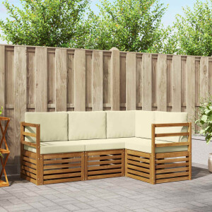 vidaXL Sofa-Sets 4 pcs Natuurlijk en Crème Massief Acaciahout