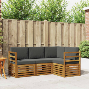vidaXL Sofa-Sets 4 pcs Natuurlijk en Antraciet Massief Acaciahout