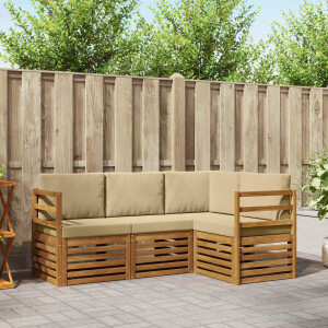 vidaXL Sofa-Sets 4 pcs Natuurlijk en Beige Massief Acaciahout