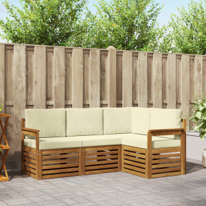 vidaXL Sofa-Sets 4 pcs Natuurlijk en Crème Massief Acaciahout
