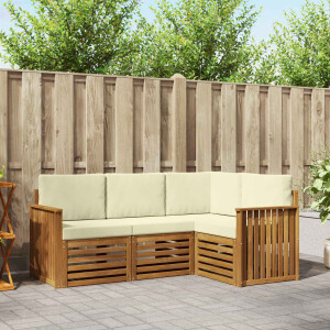vidaXL Sofa-Sets 4 pcs Natuurlijk en Crème Massief Acaciahout