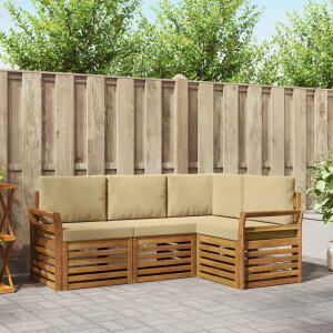 vidaXL Sofa-Sets 4 pcs Natuurlijk en Beige Massief Acaciahout