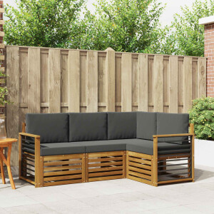 vidaXL Sofa-Sets 4 pcs Natuurlijk en Antraciet Massief Acaciahout