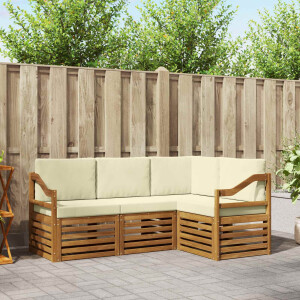 vidaXL Sofa-Sets 4 pcs Natuurlijk en Crème Massief Acaciahout