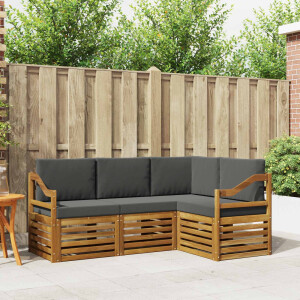 vidaXL Sofa-Sets 4 pcs Natuurlijk en Antraciet Massief Acaciahout