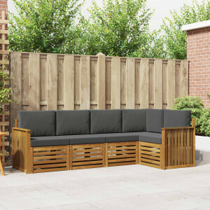 vidaXL Sofa-Sets 5 pcs Natuurlijk en Antraciet Massief Acaciahout