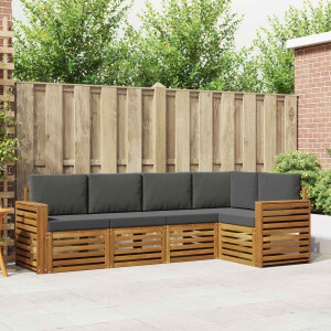 vidaXL Sofa-Sets 5 pcs Natuurlijk en Antraciet Massief Acaciahout