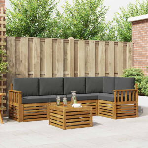 vidaXL Sofa-Sets 6 pcs Natuurlijk en Antraciet Massief Acaciahout